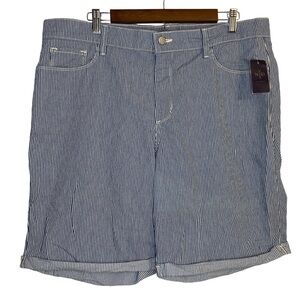 NYDJ Women's High Waist Blue & White Pinstripe Shorts